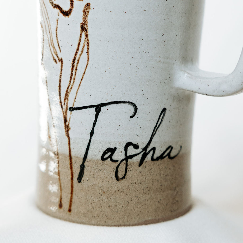 Iced Coffee Cups With Lids - Product of Canada - Floral Pottery Mug Design Lidded - able to be personalized