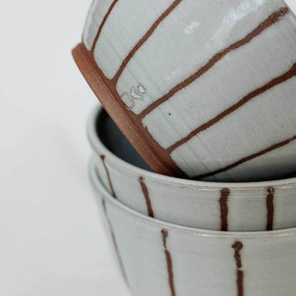 Small Dipping Bowl in Red Organic Stripes