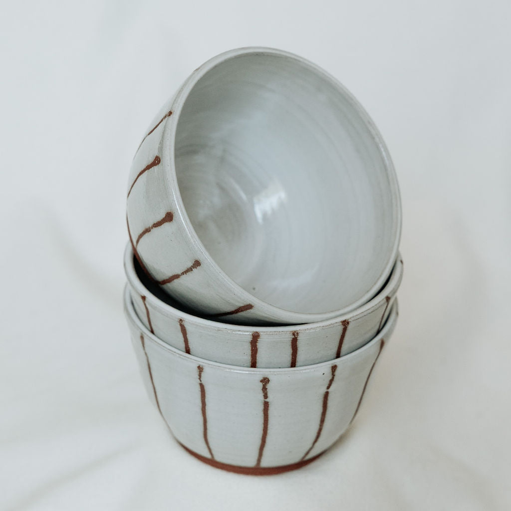 Small Dipping Bowl in Red Organic Stripes