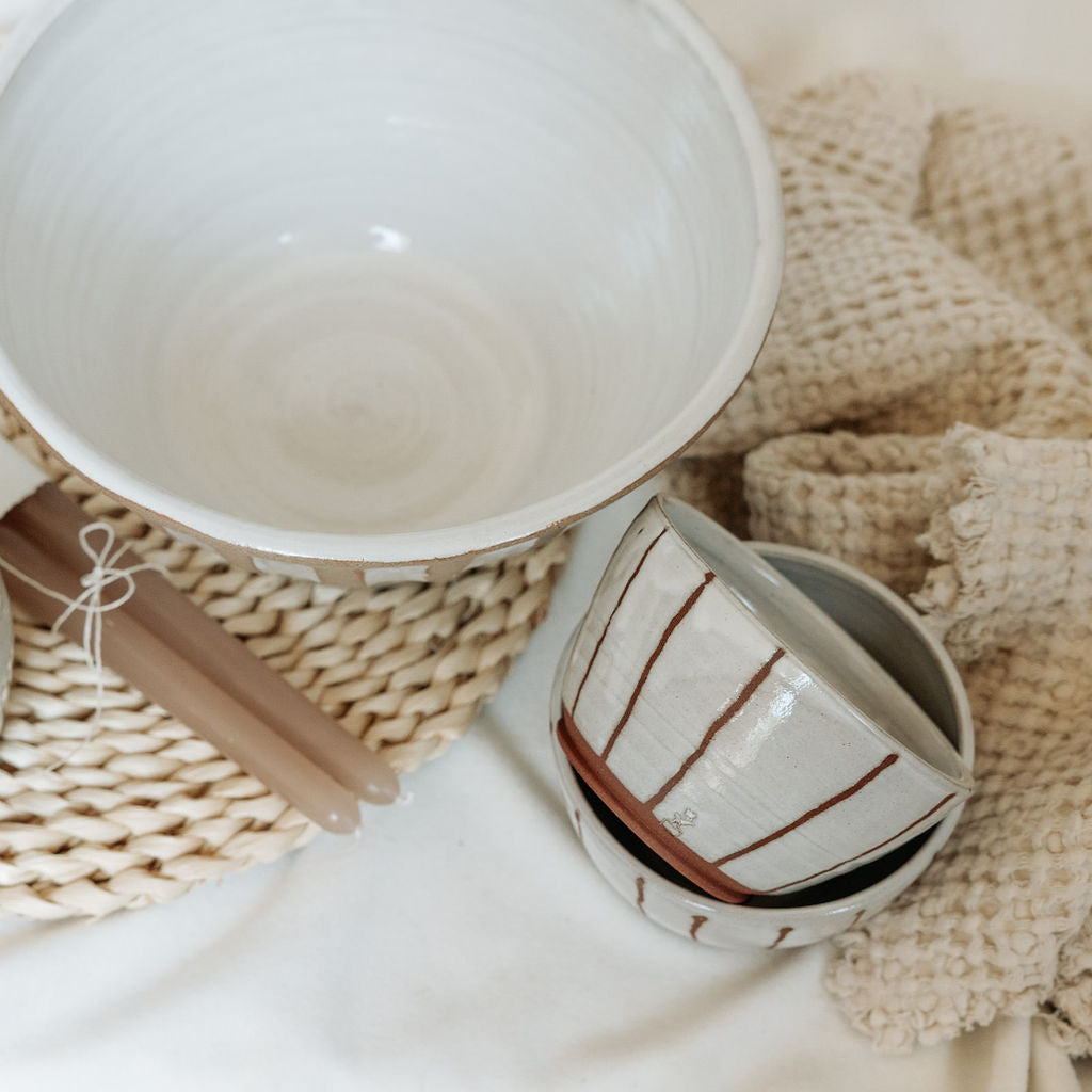 Small Dipping Bowl in Red Organic Stripes