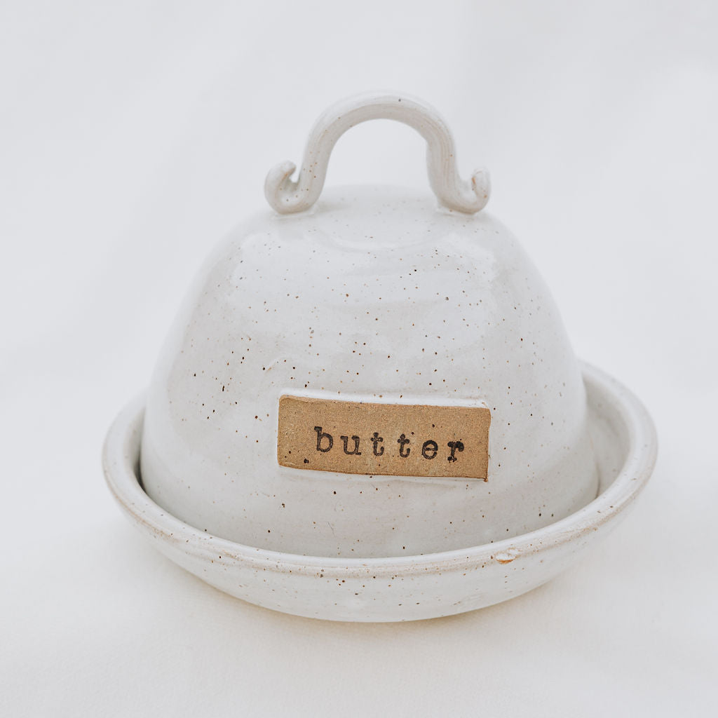 Round Pottery Butter Dish
