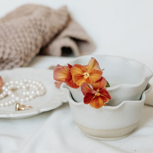 Small Dipping Bowl with Scalloped or Rippled Edge
