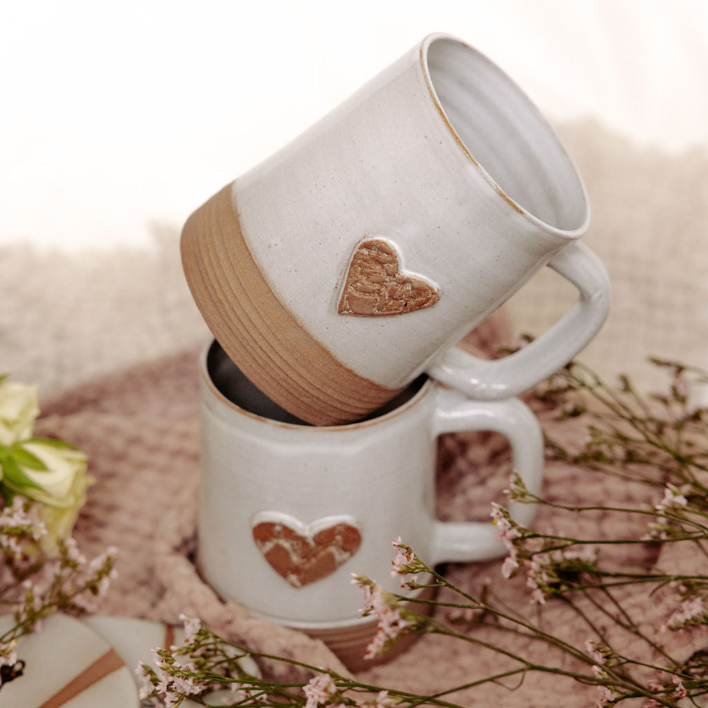 Vintage Heart Pottery Mug