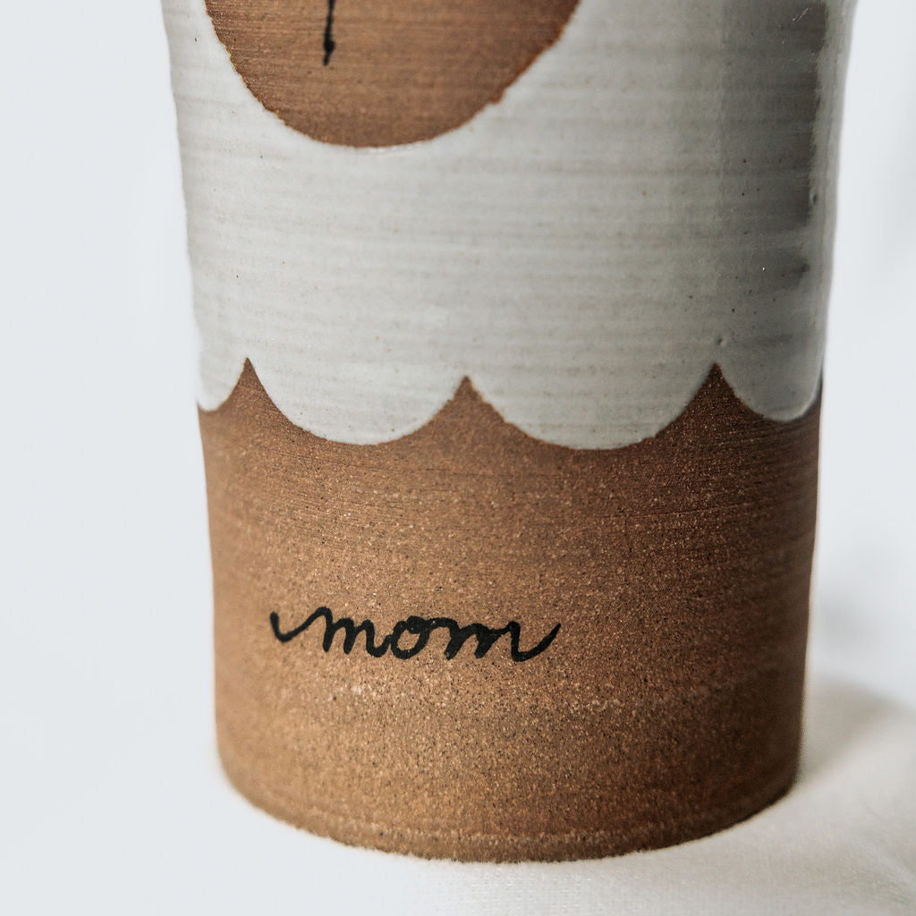 Iced Coffee To Go Cup - Product of Canada - Pottery Mug Design - Floral Motif