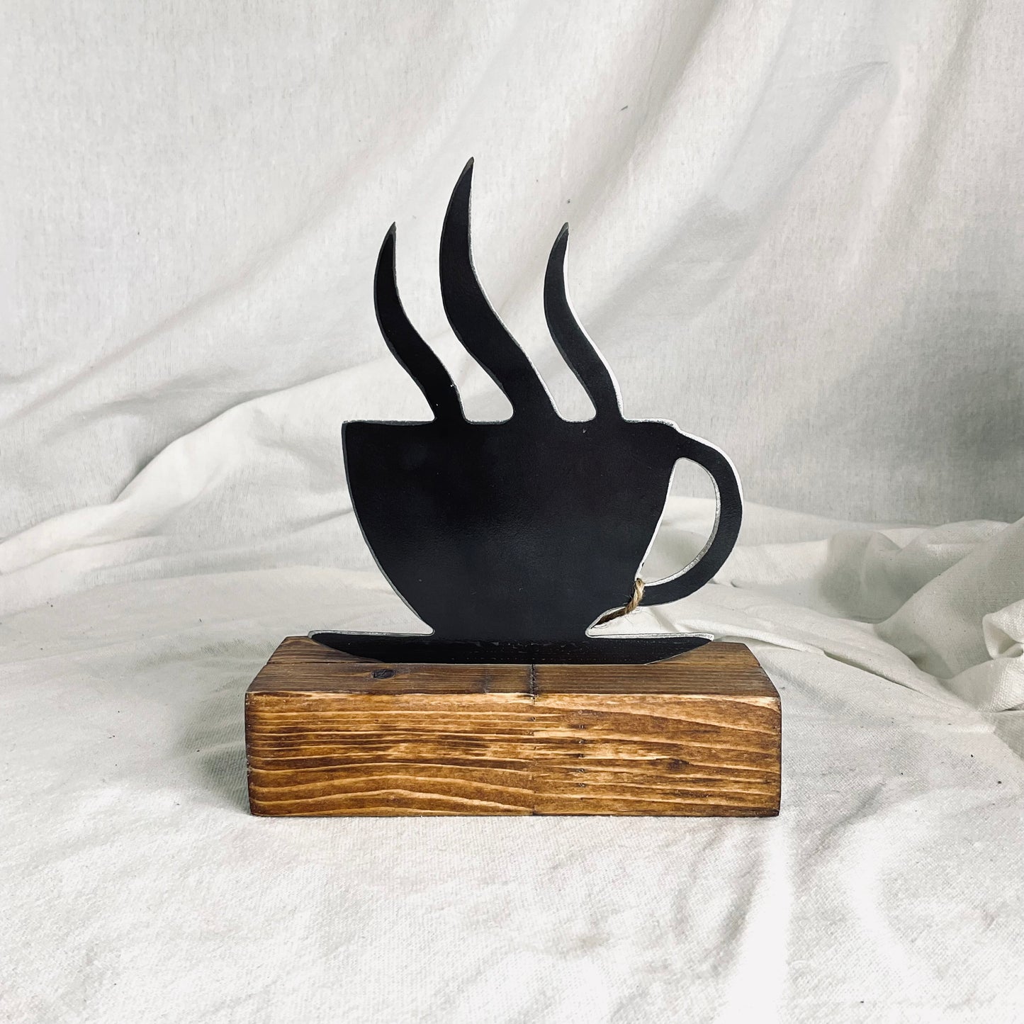 Black Metal and Wood Tea Cup