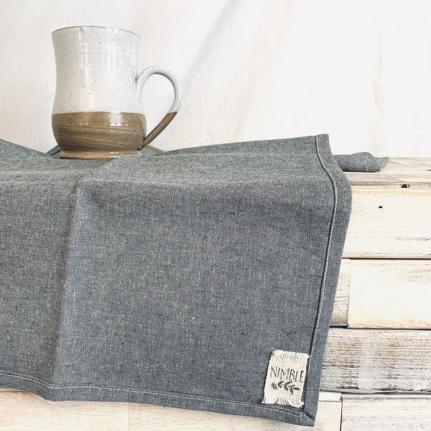 Tea towel, Cotton, Gray Denim, Small